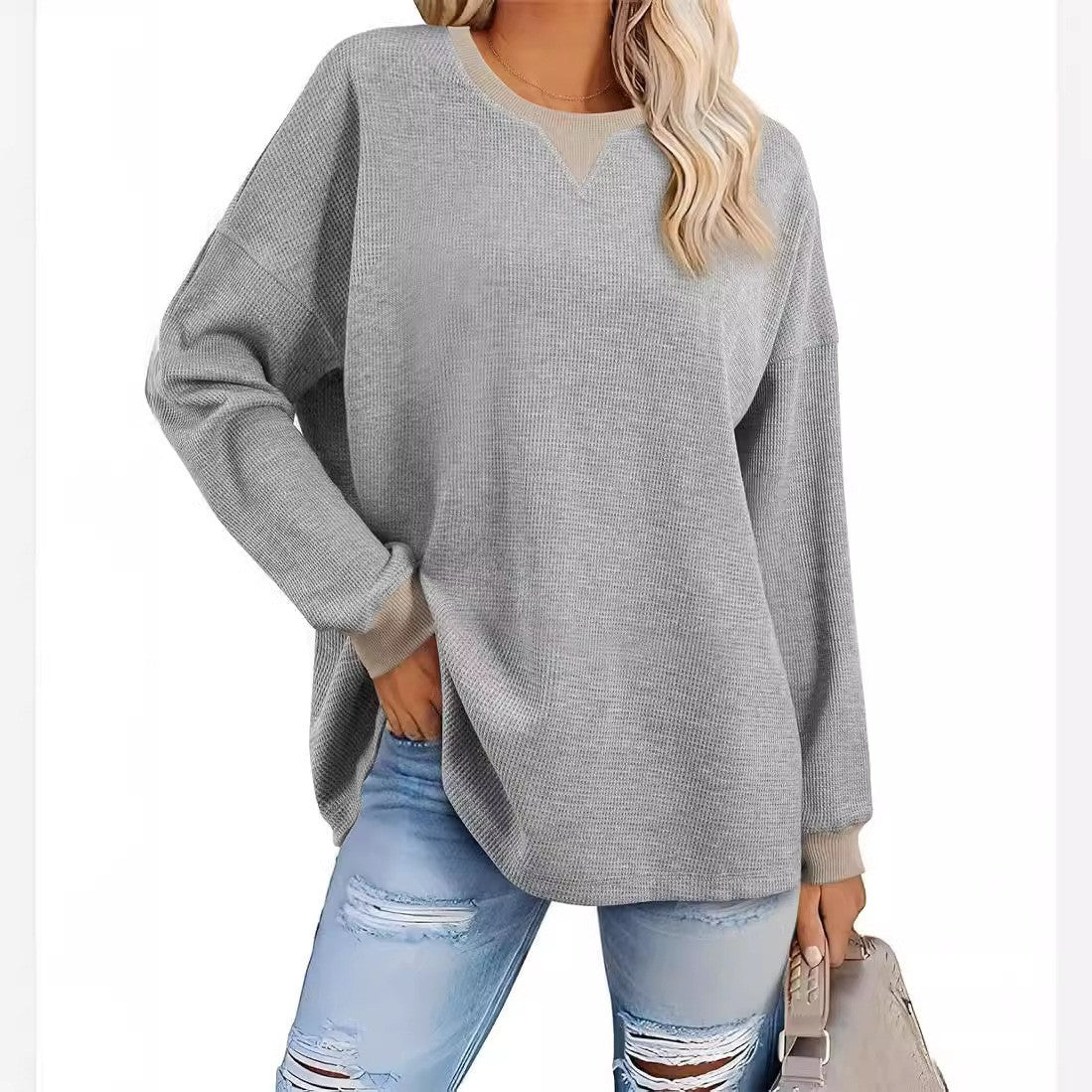 Color-Block Rundhals-Sweatshirt für Damen