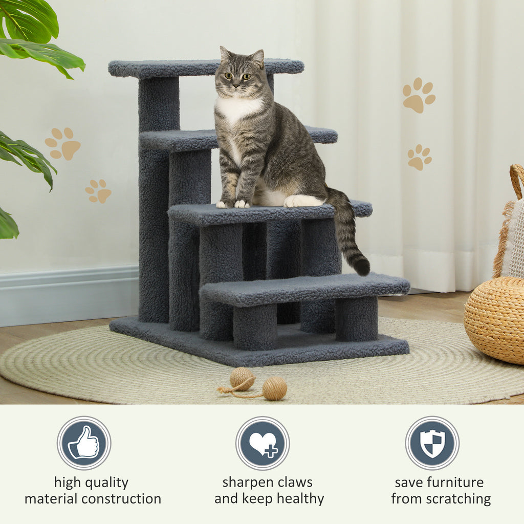 Kratzbaum-Treppe für Katzen, 4 Stufen, Grau