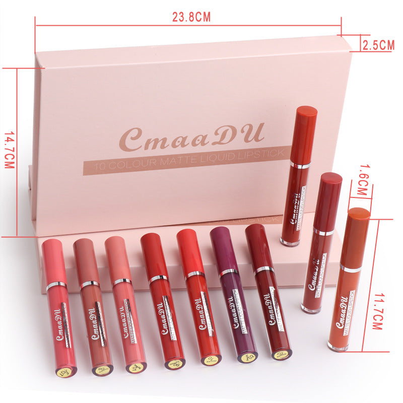 Wasserfeste Matte Lippenstifte 10er-Pack Hält länger