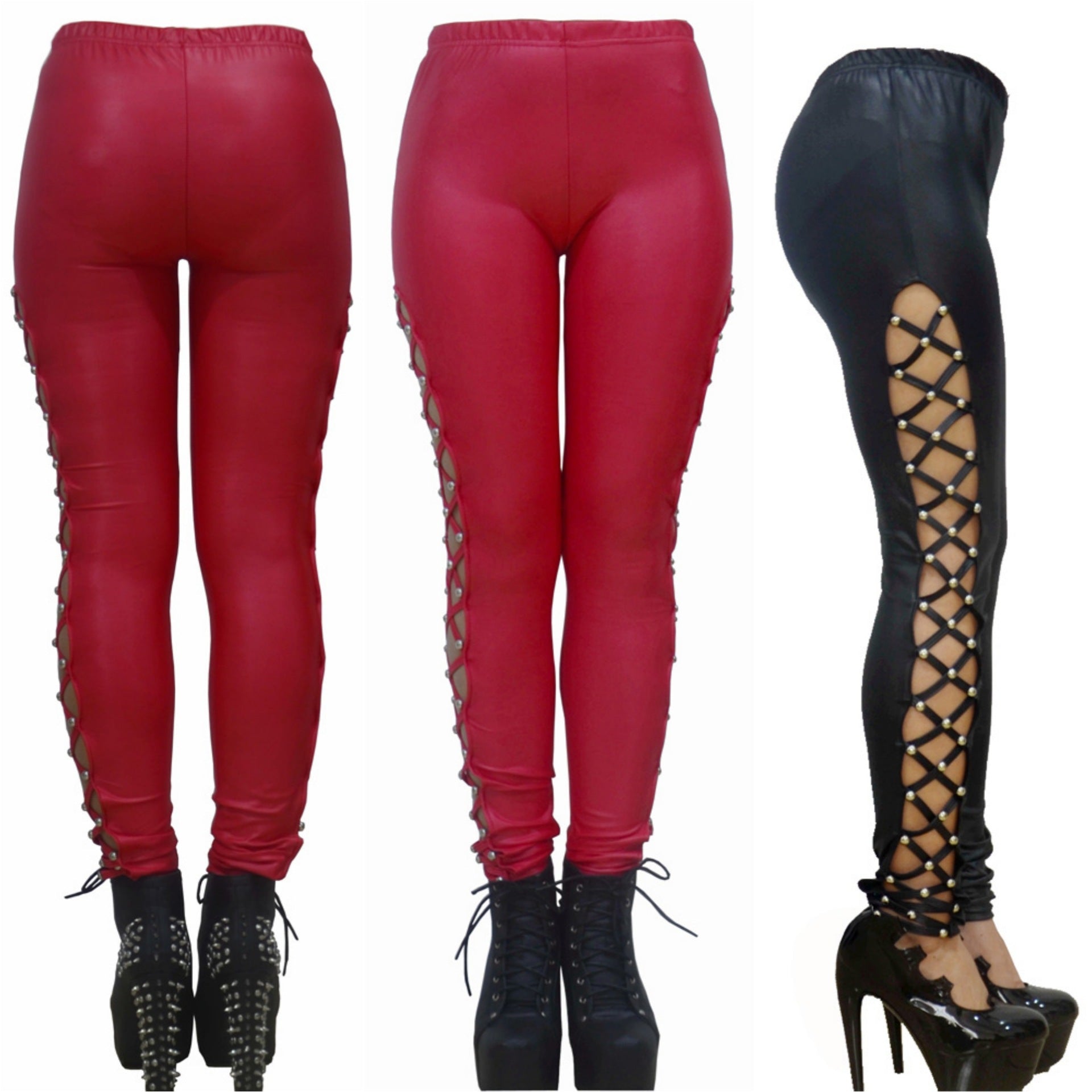 Kurze Leggings in Leder-Optik