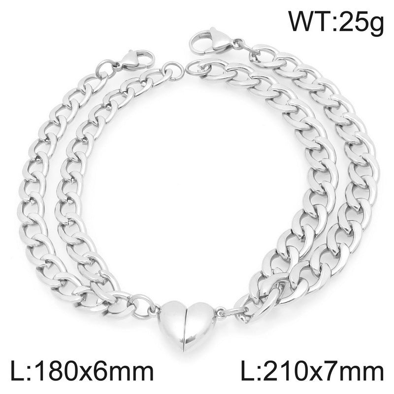 Herzförmiges Magnetarmband Edelstahl