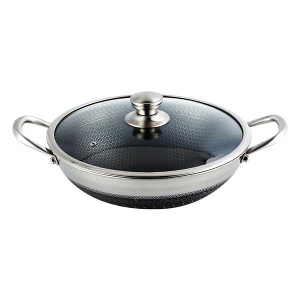 Wok aus 304 Edelstahl mit Wabenstruktur