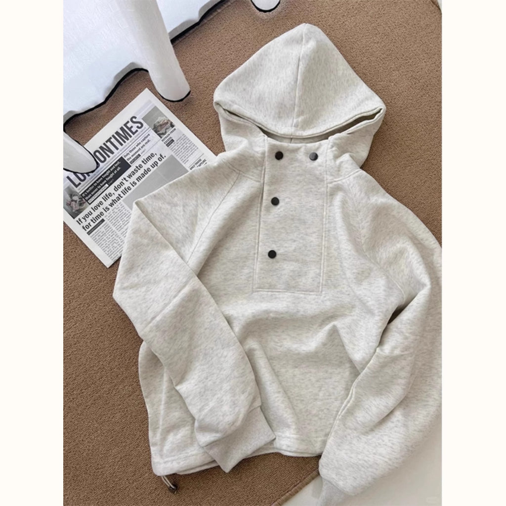 Weiblicher Unifarben Hoodie fuer Herbst/Winter