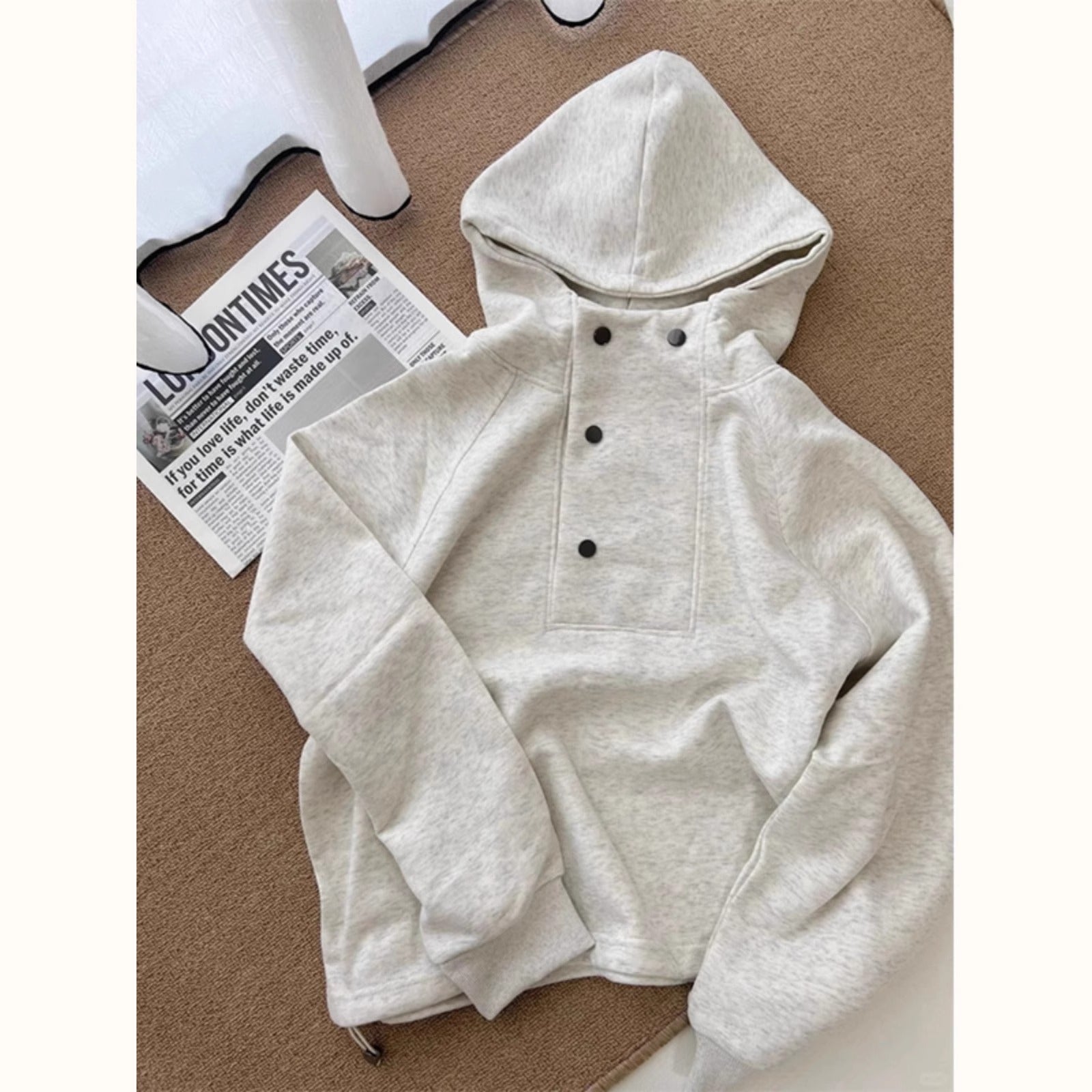 Weiblicher Unifarben Hoodie fuer Herbst/Winter