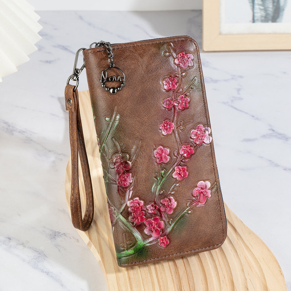 Handtasche mit Blumenprägung und Reissverschluss – Bild 3 | LuxeStyle