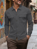 Herren Corduroy Hemd-Jacke mit Brusttasche