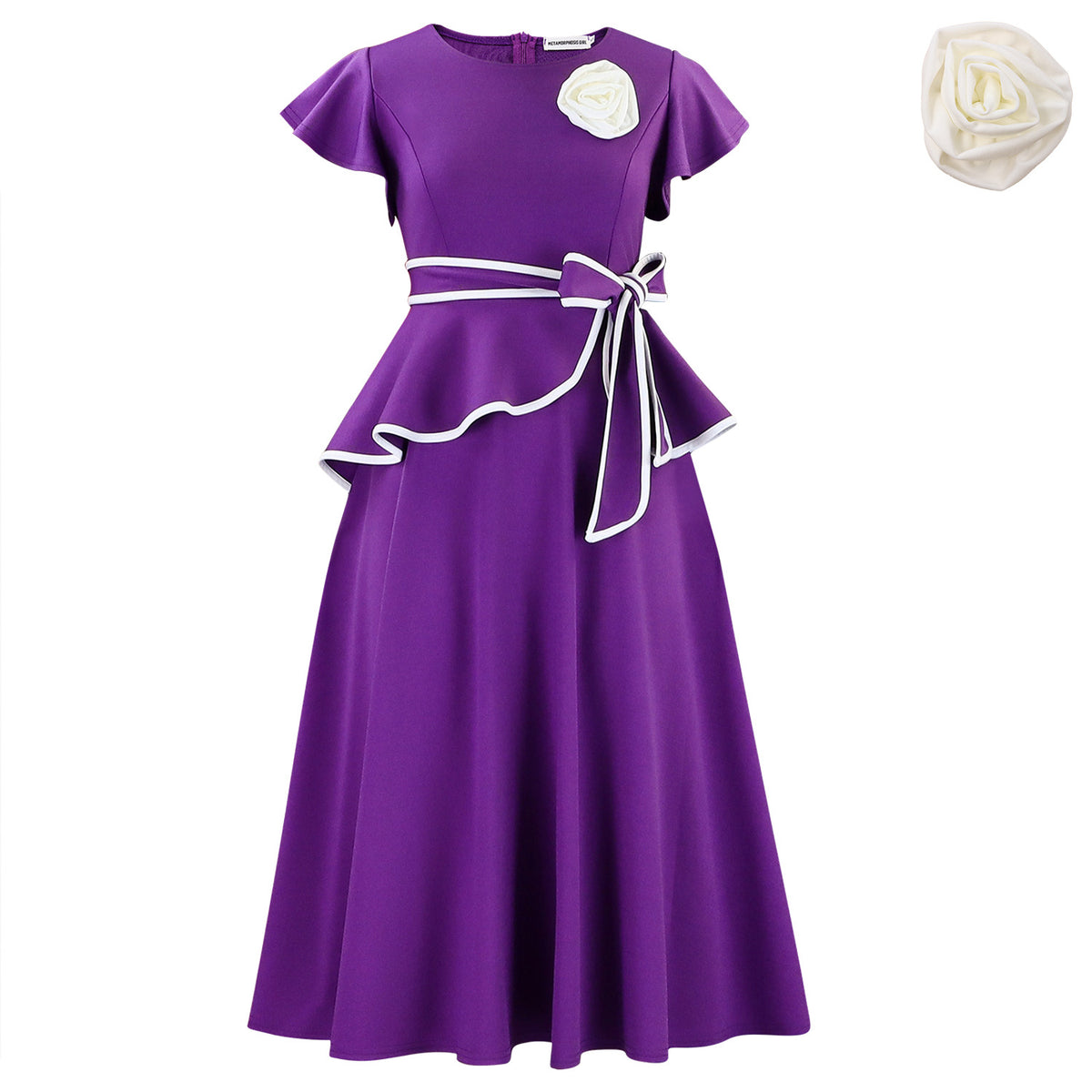 A-Linie Kleid mit Rüschenbündchen | LuxeStyle