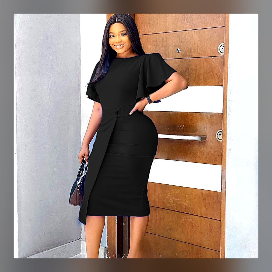 LuxeStyle-Edit · Etuikleid «Bureau» · Rüschenärmel & hohe Taille (Damen, S–3XL, 6 Farben)