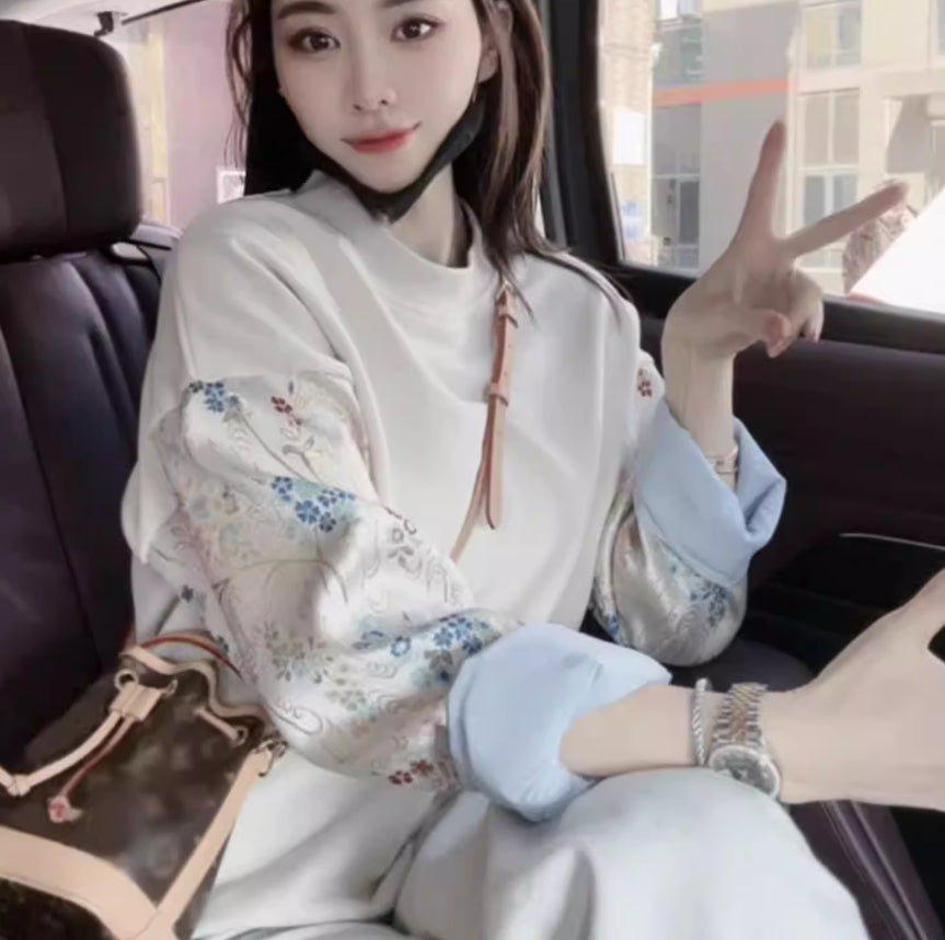 Hoodie mit Stickerei im New Chinese-Stil