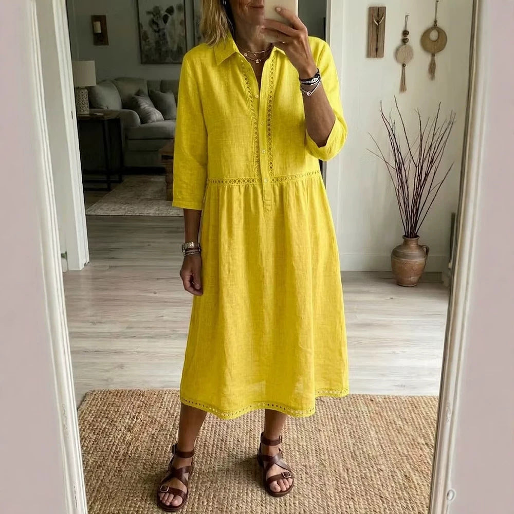 Elegant & Casual Dreiviertelarm Damenhemddress