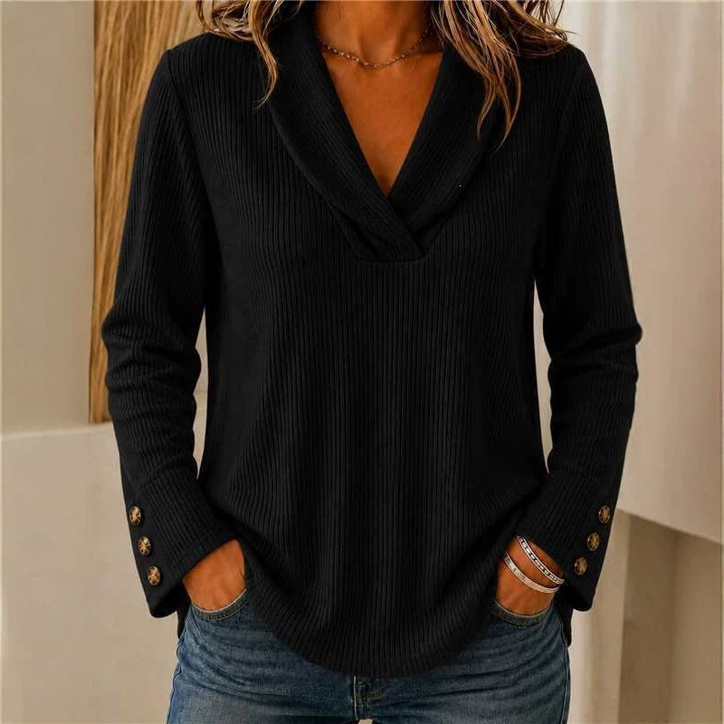 Mode Damen Einfarbiger Crew-Neck Casual Pullover