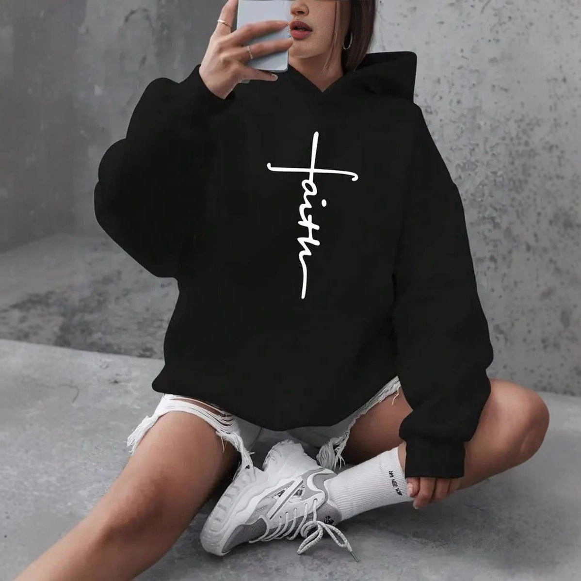 Damen-Hoodie mit American Cross Print