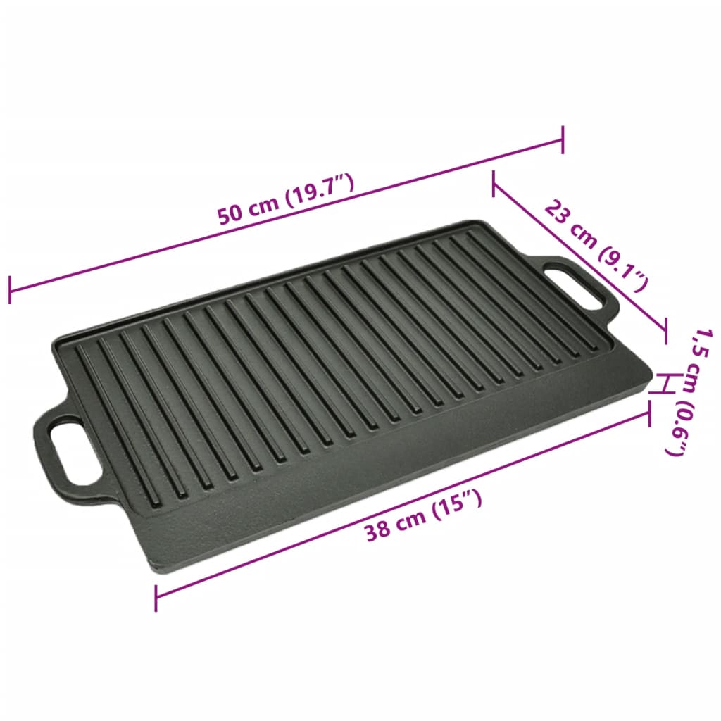 Wendbare Gusseisen Grillplatte 50x23 cm