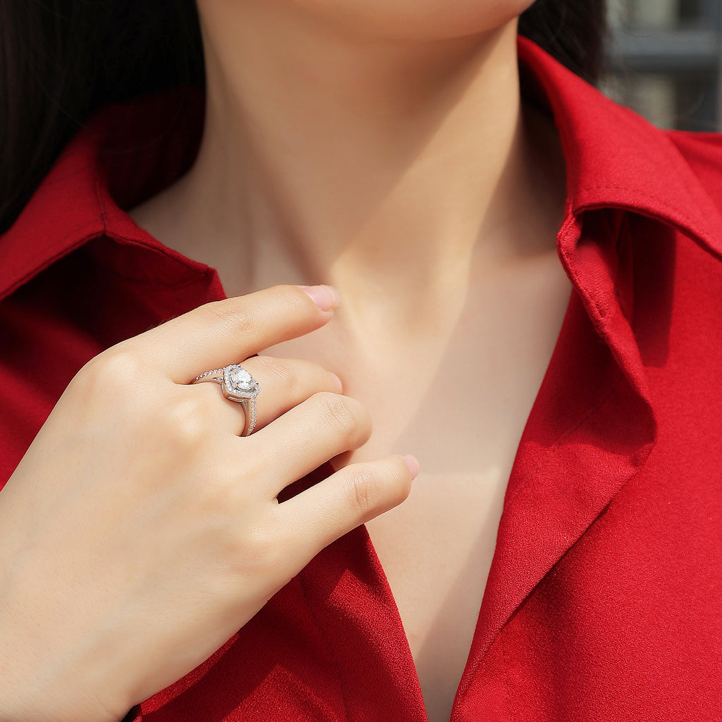 Moissanite 925 Sterling Silber Ring mit Liebe – Bild 5 | LuxeStyle