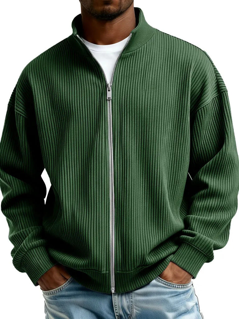 Herren Cord-Pullover mit Stehkragen und Reissverschluss – Ansicht 8