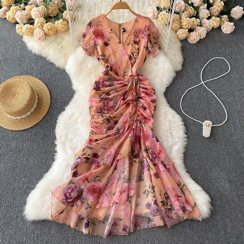 Chiffon-Meerjungfrauenkleid mit Blumenmuster – Bild 12 | LuxeStyle