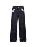 Slim A-Linie Jeans mit Blumenmuster für Damen