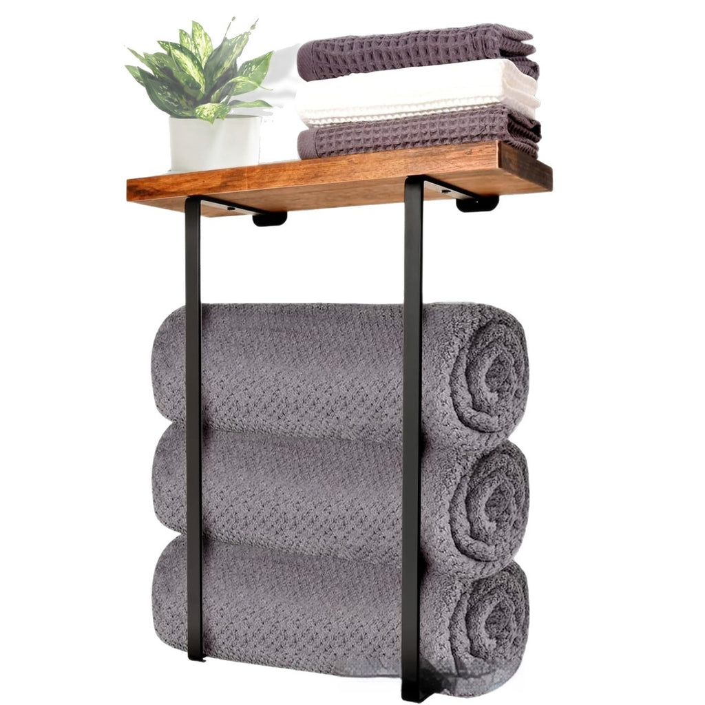 Modernes Handtuchregal aus Holz und Metall – Bild 4 | LuxeStyle
