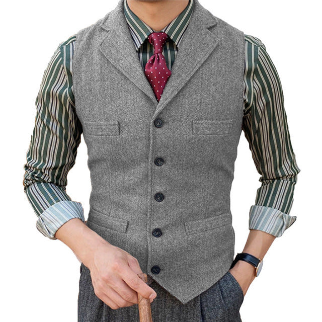 Herren-Anzugweste Slim Fischgrat-Muster – Bild 7 | LuxeStyle