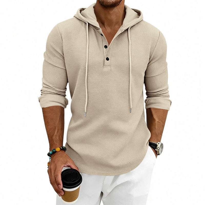 Loose-fit Retro Henley Langarm-Sweatshirt