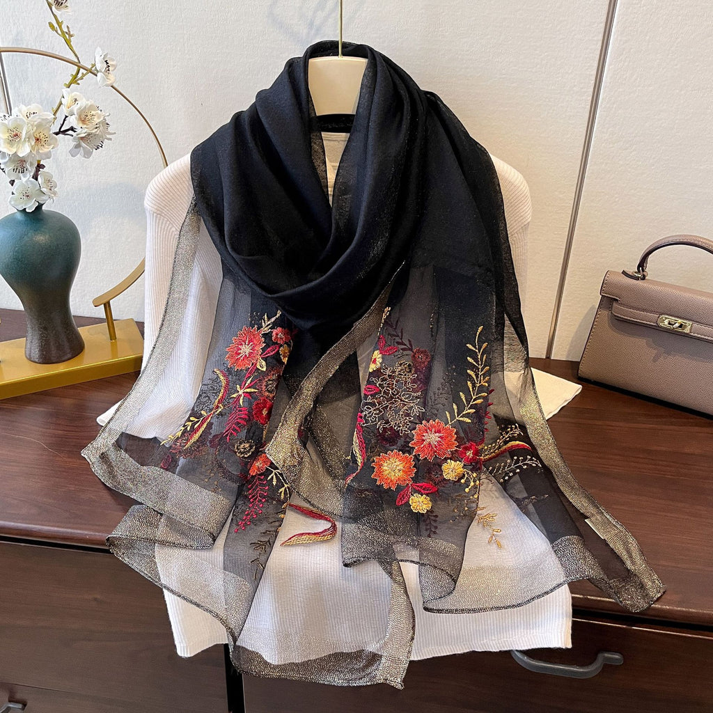 Gestickter Jacquard-Umhänge-Schal – Bild 8 | LuxeStyle