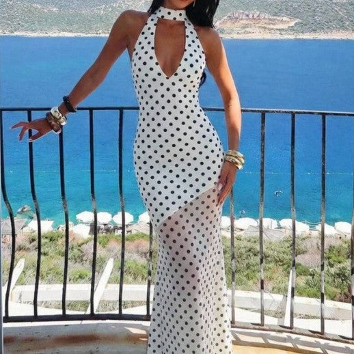 Halter‑Neck Maxikleid – Slim Fit, Polka‑Dots – Bild 5 | LuxeStyle