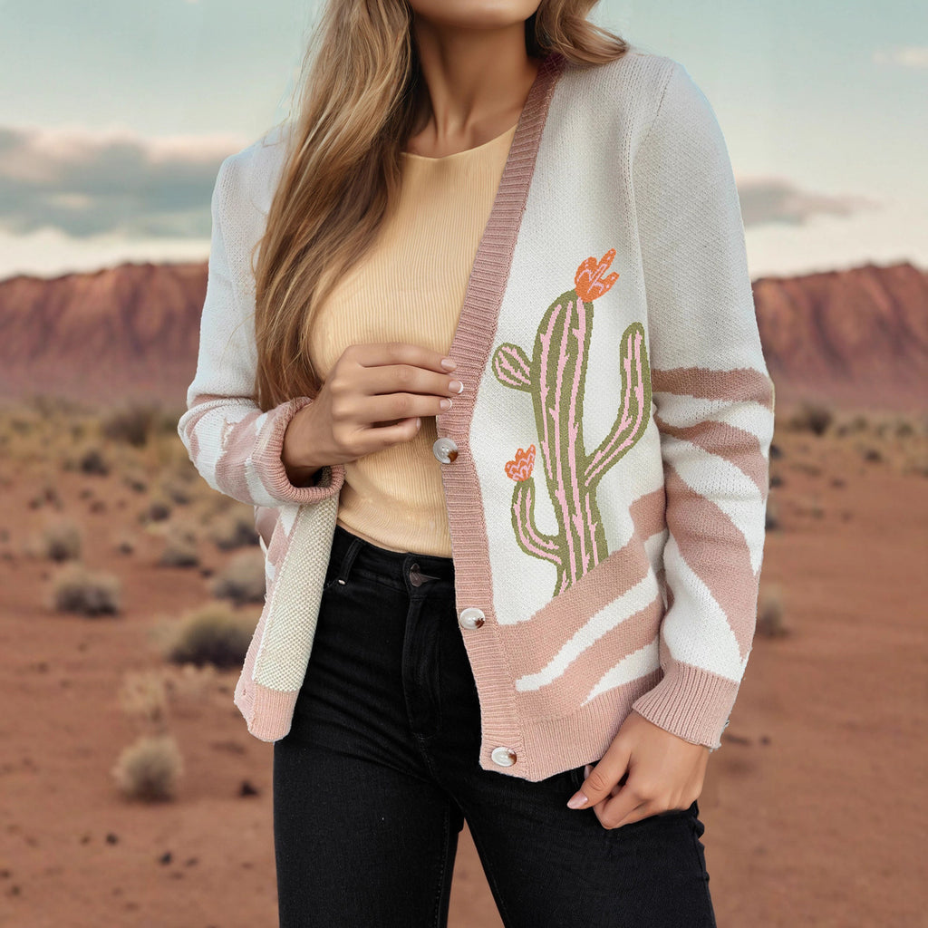 Abstrakter Langarm-Pullover für Damen