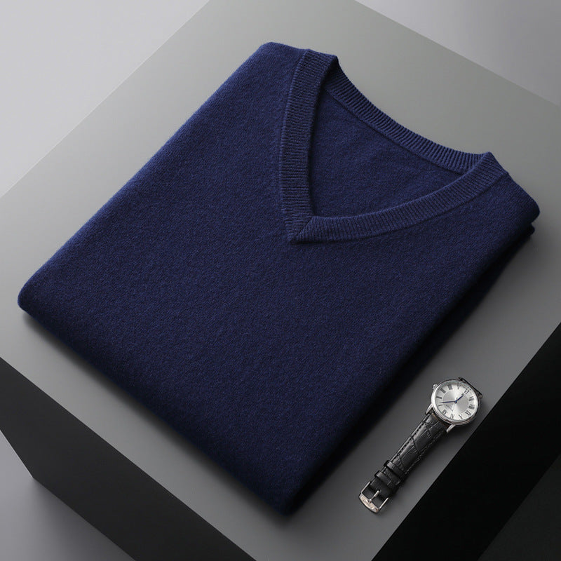 V-Ausschnitt Strickpullover aus Wolle – Bild 1 | LuxeStyle