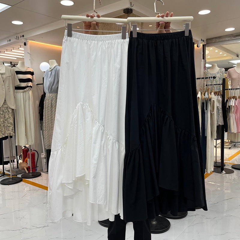 Asymmetrischer Rock Korean Style mit Rüschendesign