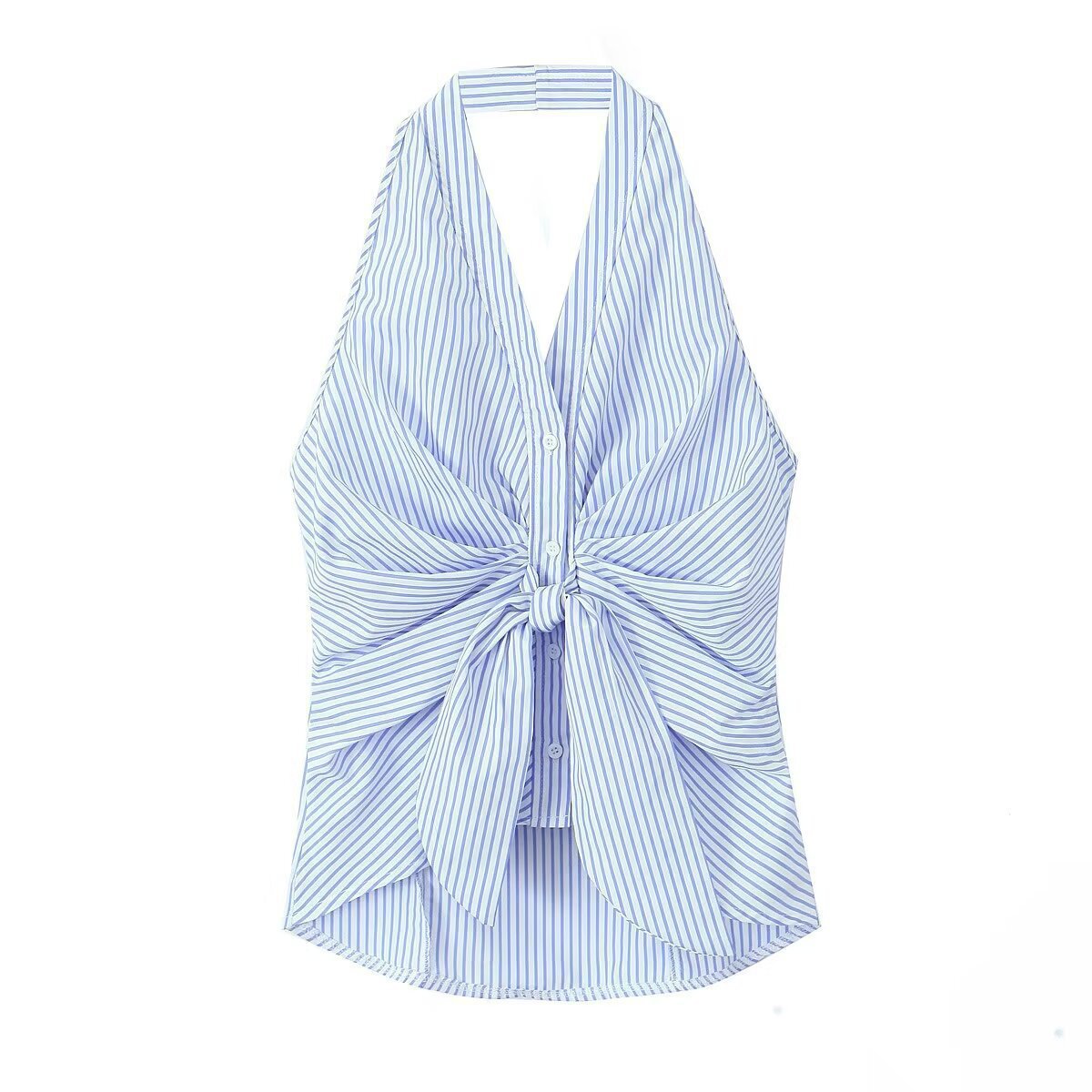Gestreiftes Halterneck-Top mit Knoten
