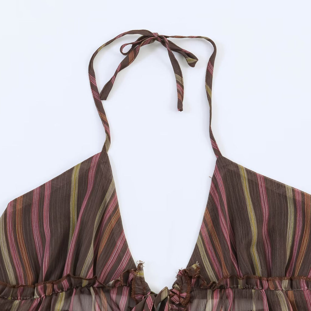 Retro Metallic Gestreiftes Camisole Top