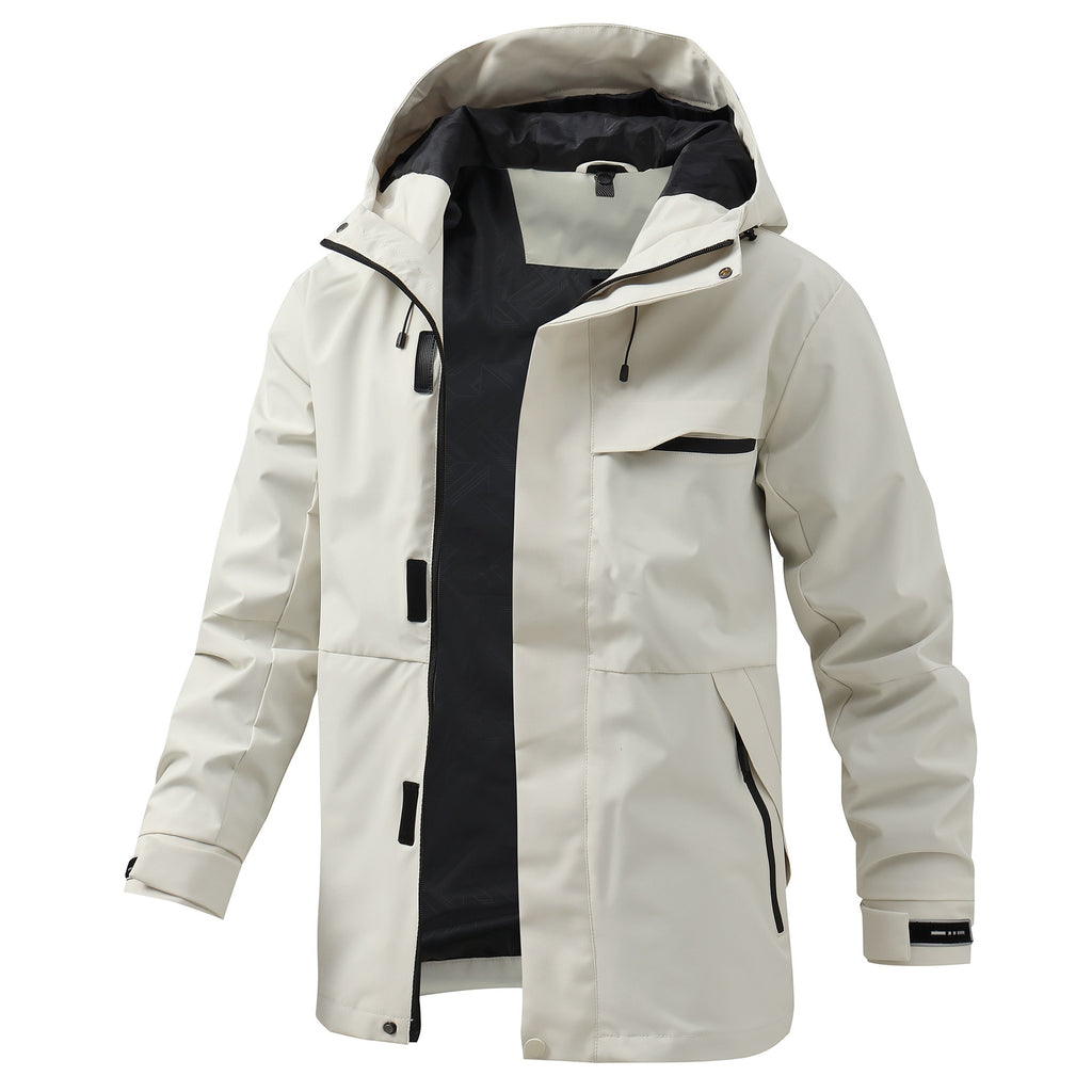Herren Outdoor-Jacke, unifarben, lockere Passform