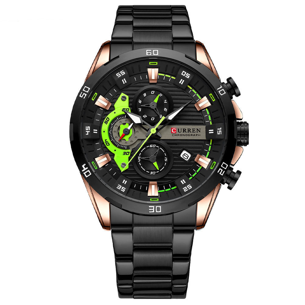 Herrenuhr mit sechs Zeigern, Stahlarmband, Quarz – Bild 4 | LuxeStyle