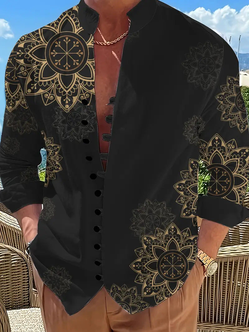 Herren Hemd-Cardigan mit 3D Ethno-Muster – Bild 1 | LuxeStyle
