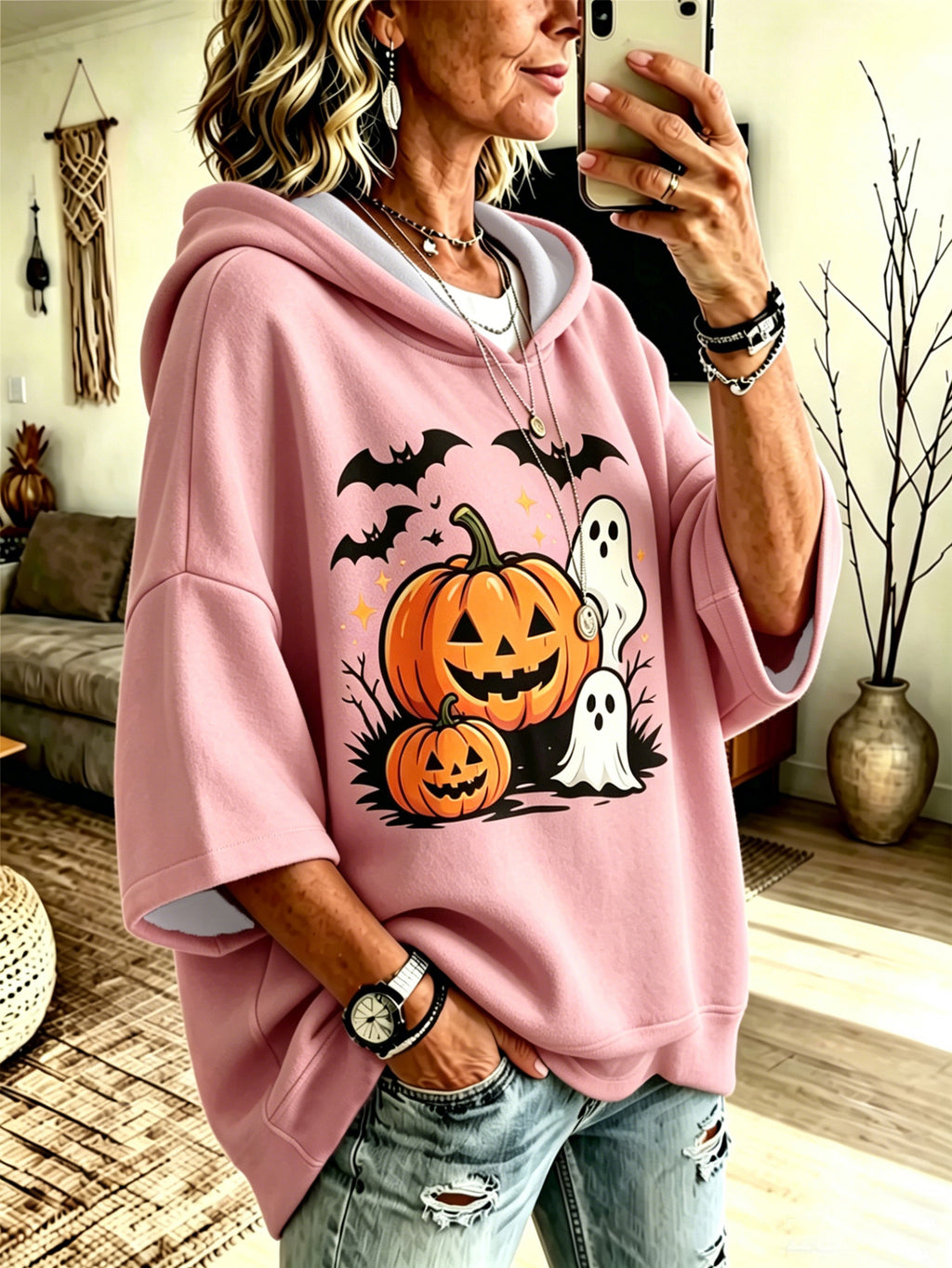 Halloween-Sweatshirt mit Digital-Druck