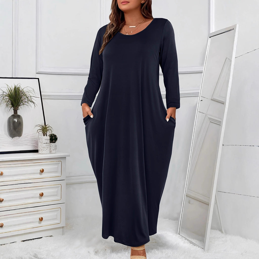 Kleid mit Rundhals und langen Ärmeln | LuxeStyle