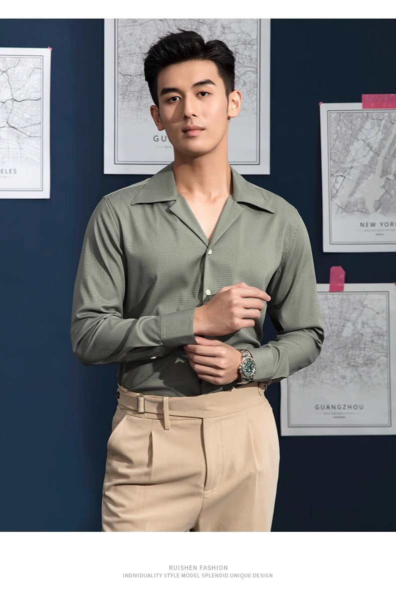 Business Casual Langarmhemd mit Cuban Kragen – Bild 4 | LuxeStyle