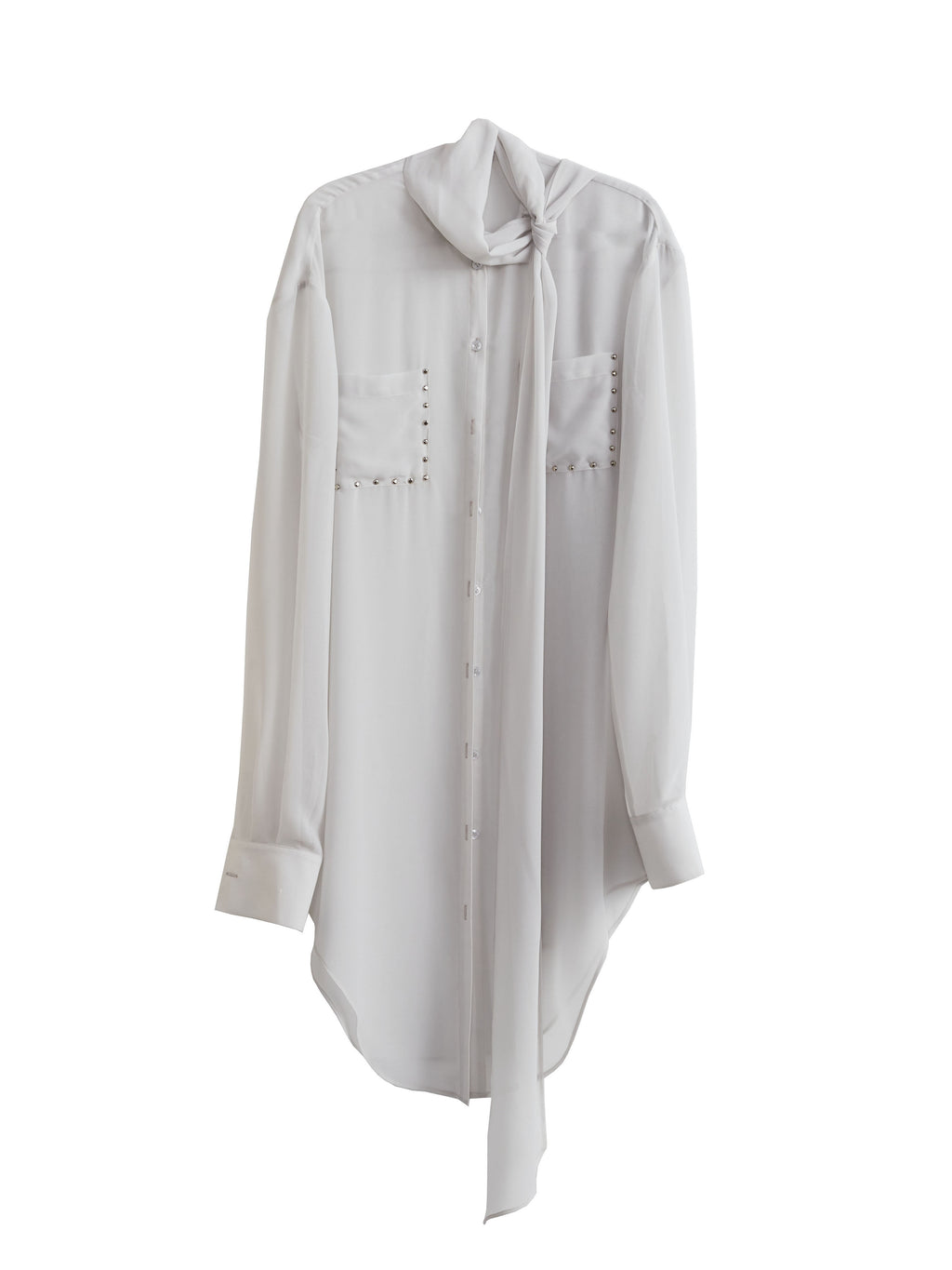 Chiffonbluse mit Nieten und Schleifenband – Bild 2 | LuxeStyle
