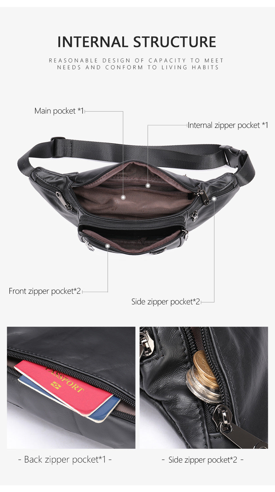 Leder-Handytasche für Herren, Crossbody