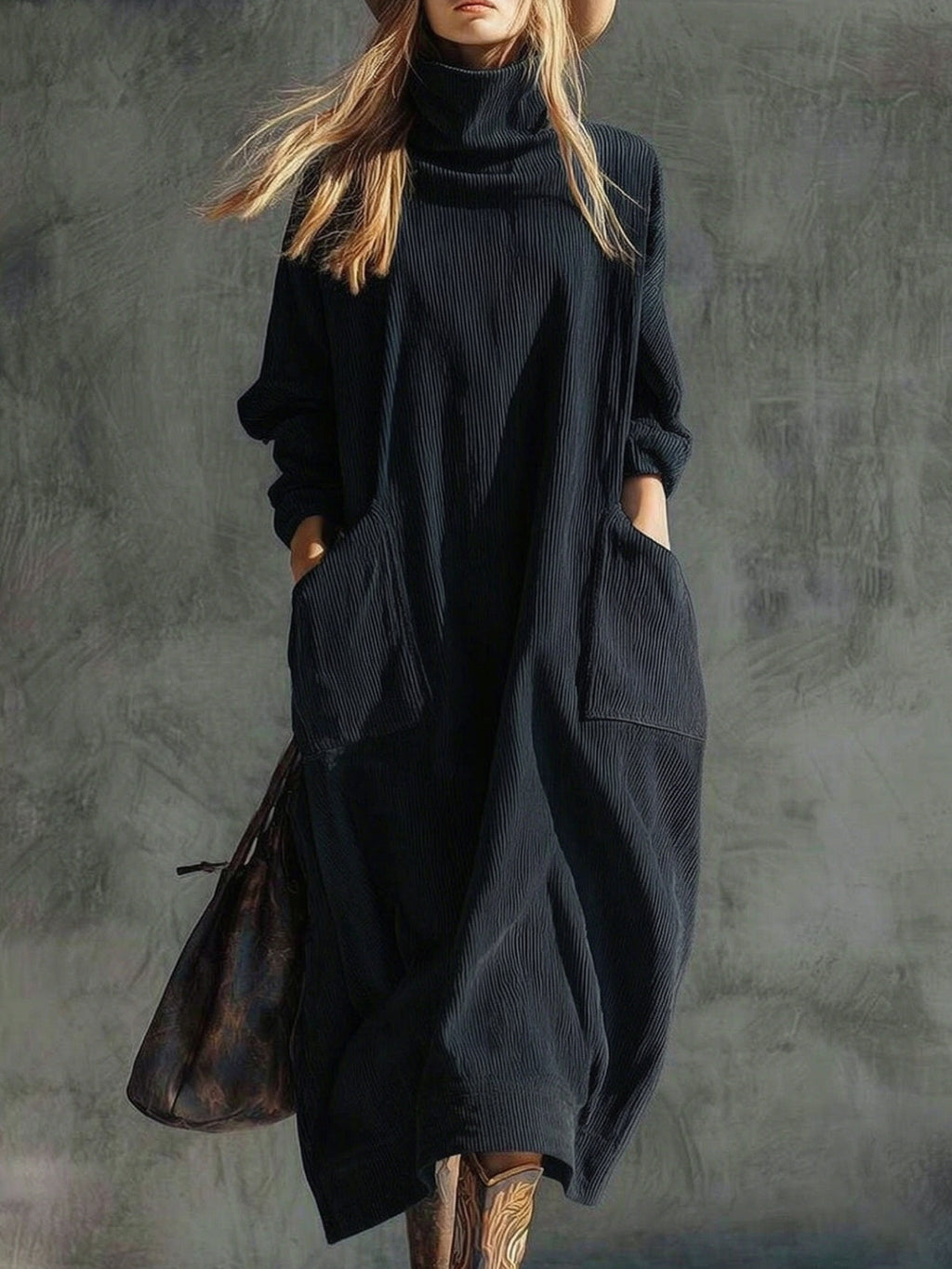 Kord-Kleid mit A-Linie und Taschen – Bild 10 | LuxeStyle