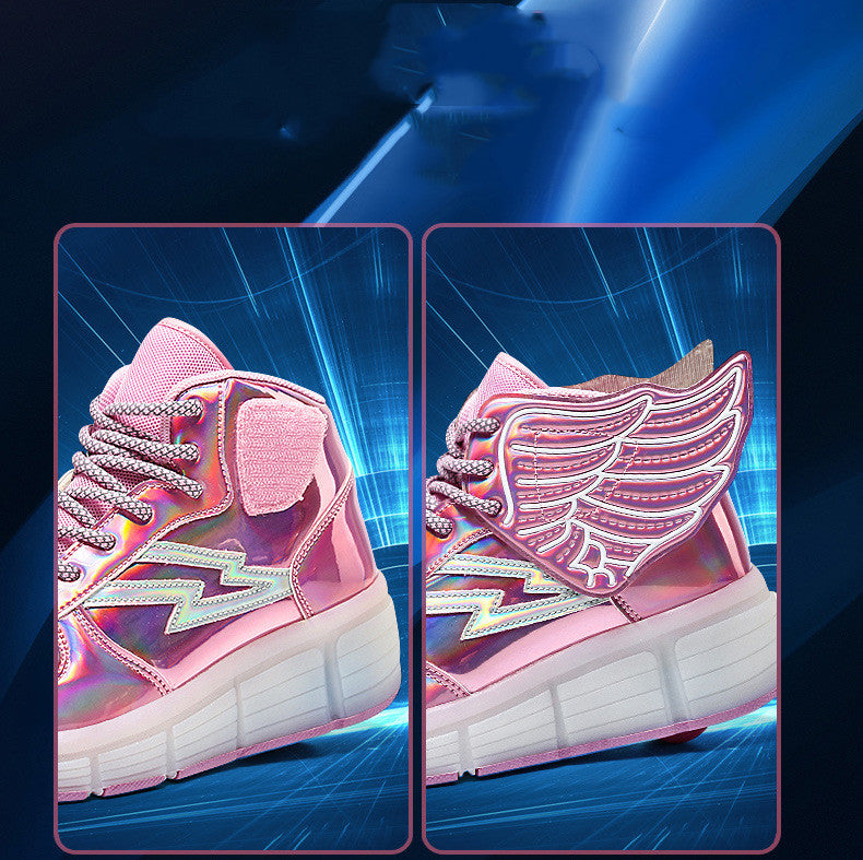 Rollschuhe mit Doppelhäufen und LED-Licht