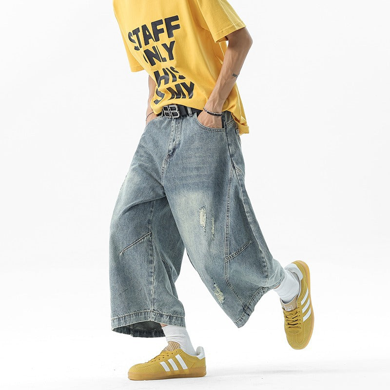 Retro Cropped Wide Leg Jeans