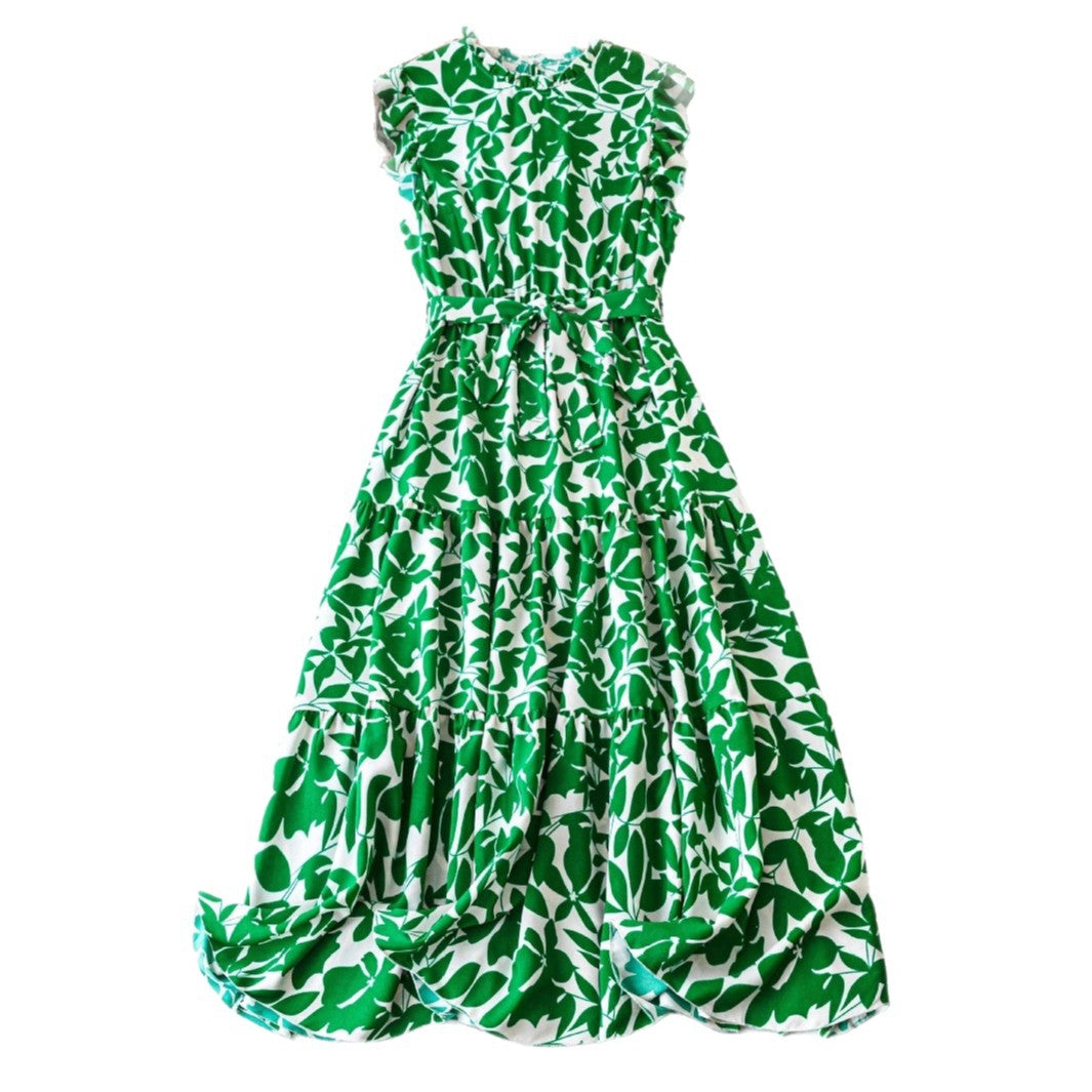 Eleganter Print-Dress für Plus-Grösse, Taille betonend, ohne Ärmel – Bild 2 | LuxeStyle