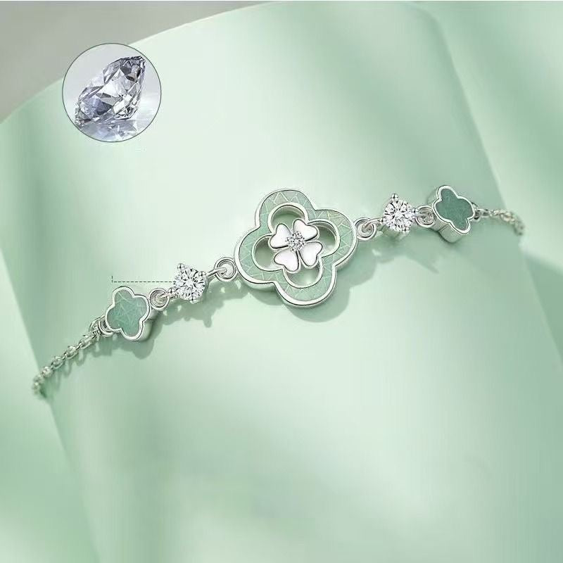 999 Silber-Armband «Trèfle» – Kleeblatt mit Zirkonia