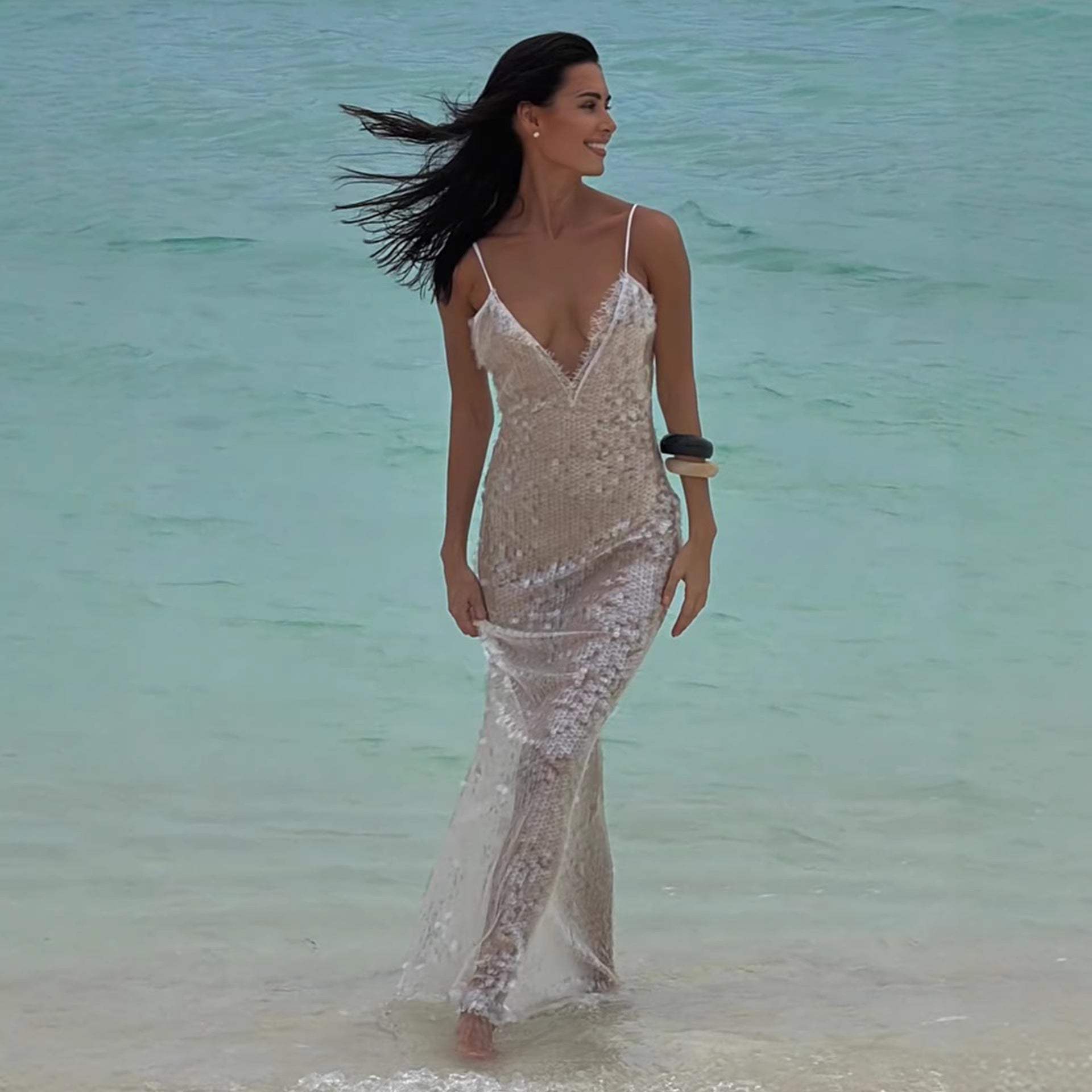 Pailletten-Spitzen Maxikleid