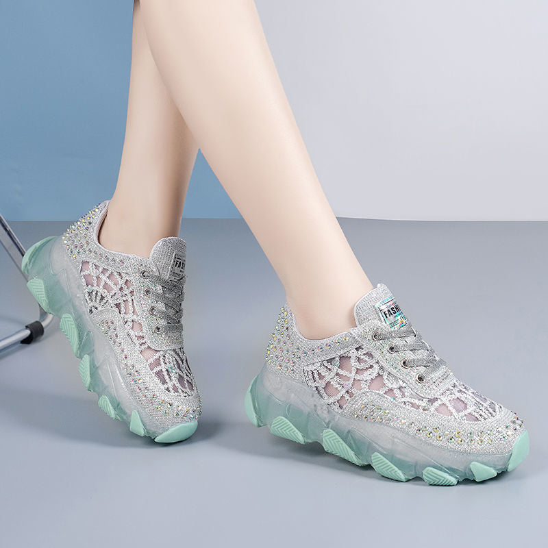Damen-Sneaker mit atmungsaktivem Mesh und Höhenaufbau