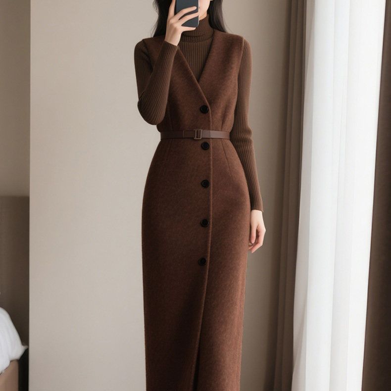 Figurbetonendes Camisole-Kleid im Zweiteiler-Set