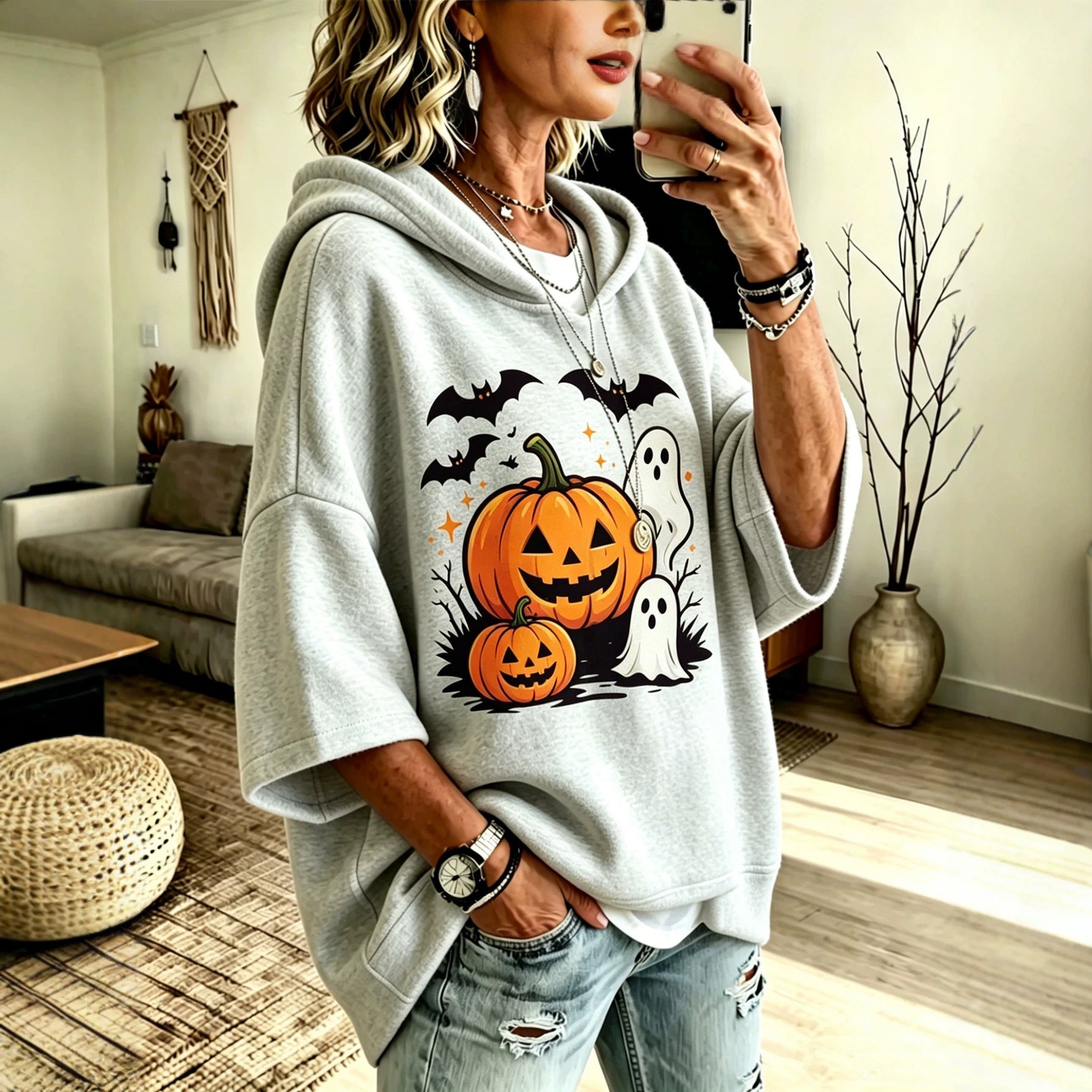 Halloween-Sweatshirt mit Digital-Druck