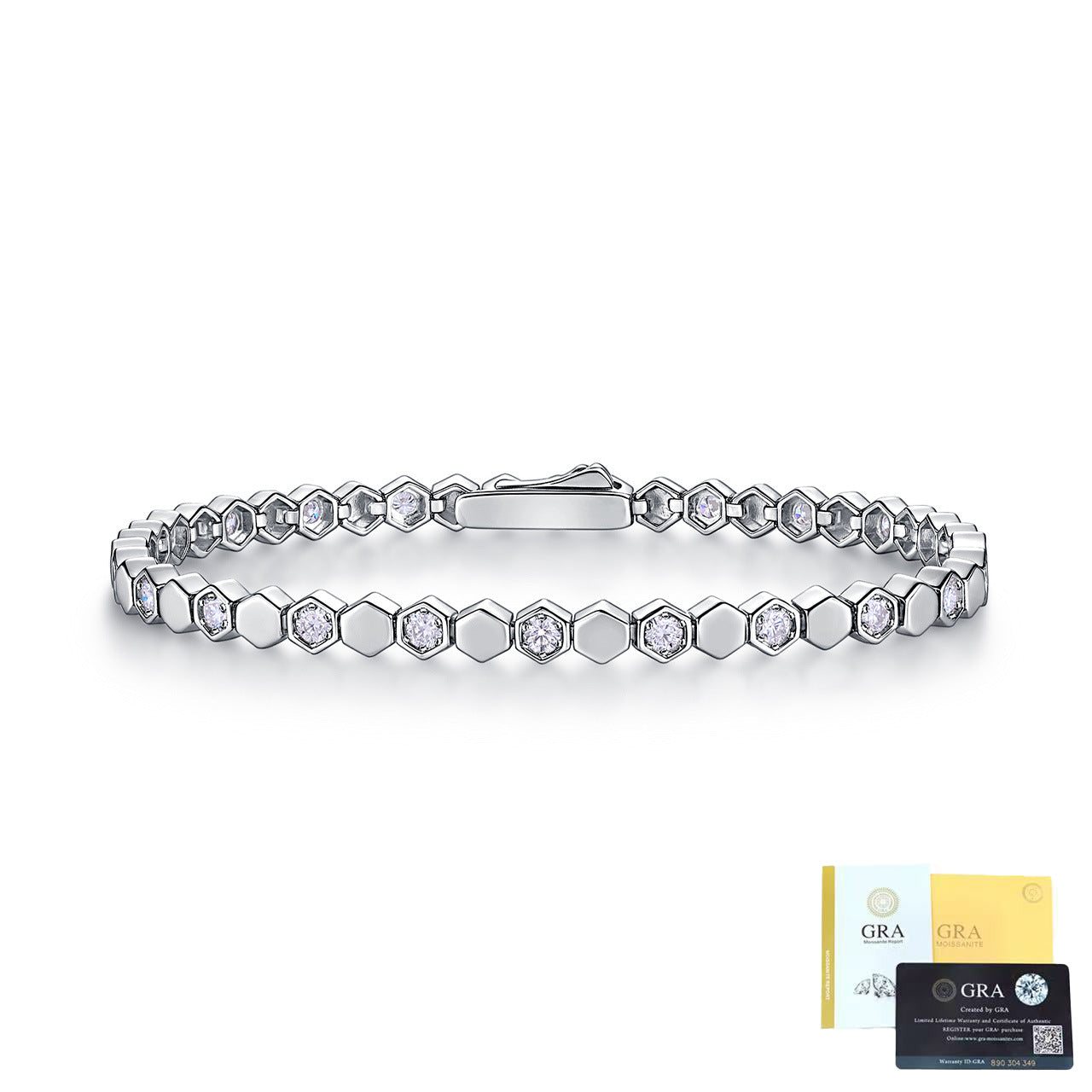 Moissanite Tennis Armband, Hexagonal