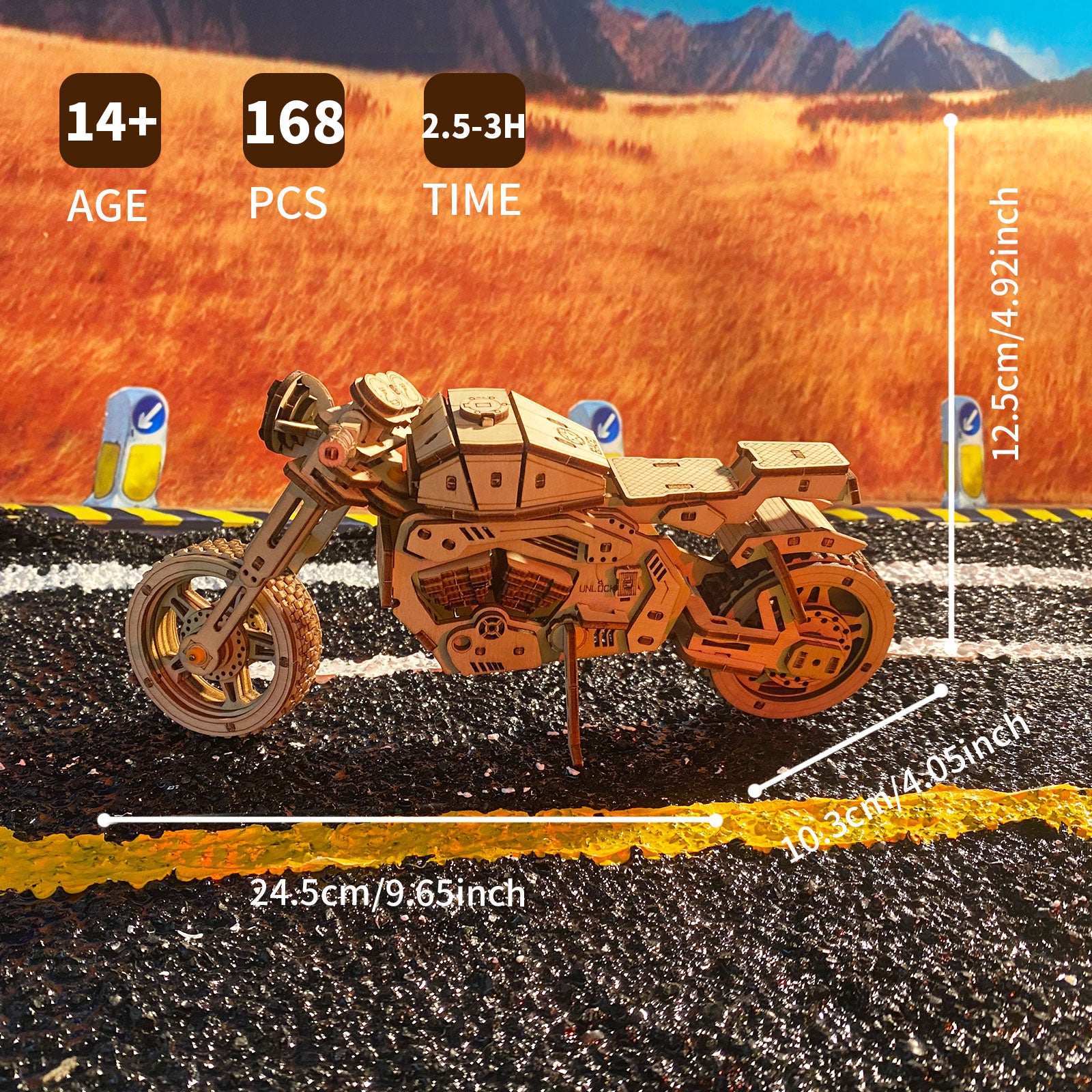 3D Holzpuzzle Motorrad Modellbausatz